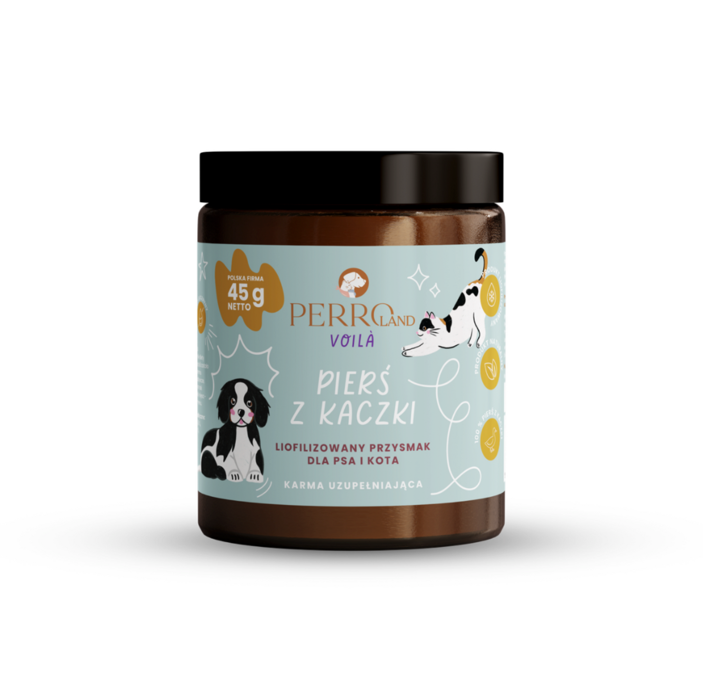 PERRO VOILA PIERŚ Z KACZKI 45G - LIOFILIZOWANY PRZYSMAK DLA PSA I KOTA
