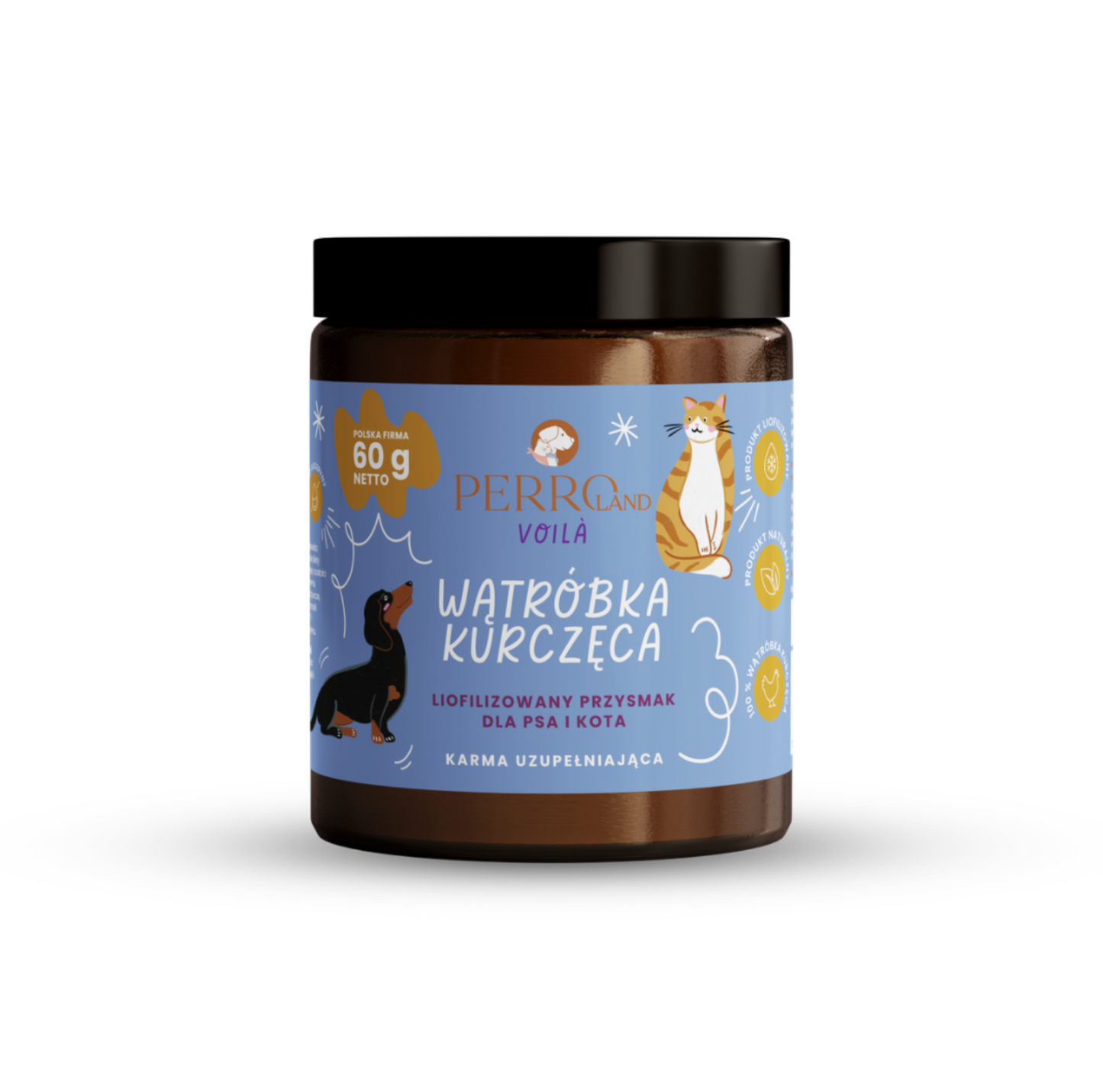 PERRO VOILA WĄTRÓBKA KURCZĘCA 60G - LIOFILIZOWANY PRZYSMAK DLA PSA I KOTA