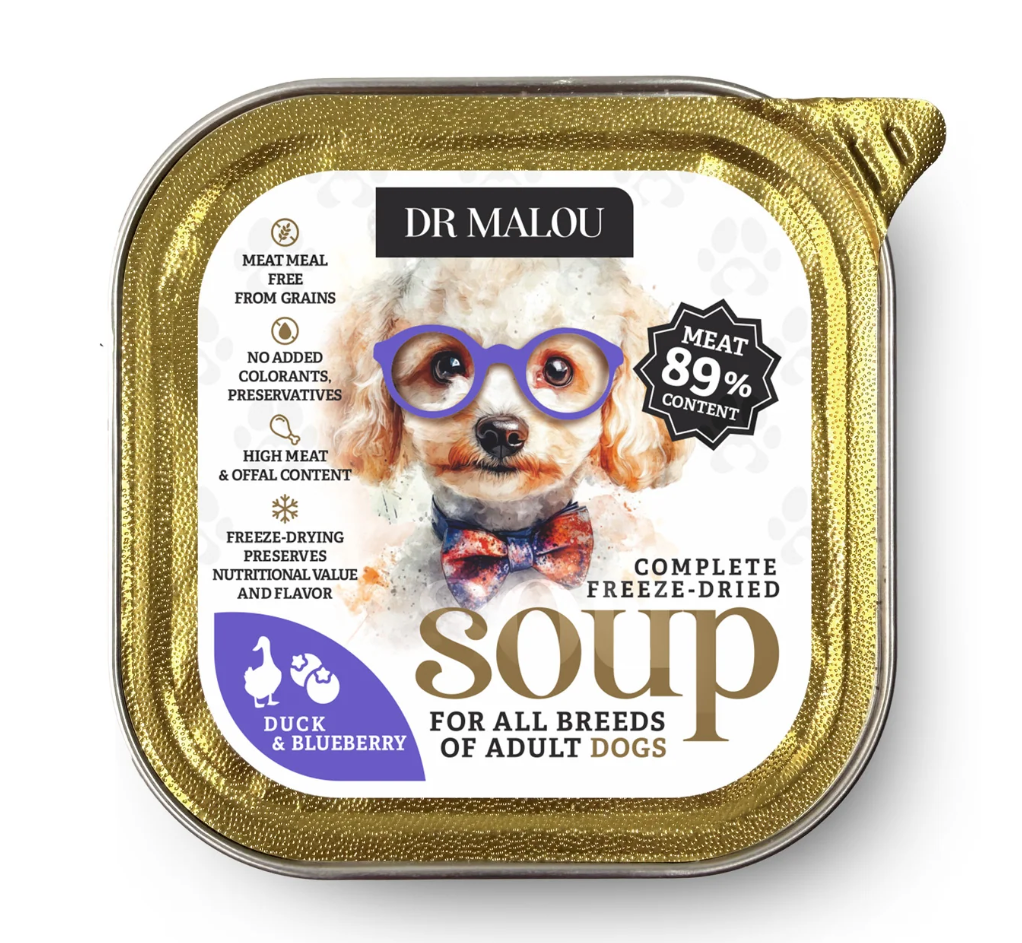 DR MALOU SOUP LIOFILIZOWANA ZUPKA DLA PSA KACZKA Z JAGODAMI 12G