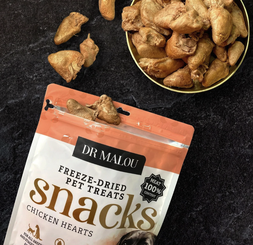 DR MALOU SNACKS LIOFILIZOWANY PRZYSMAK DLA PSA I KOTA SERCA KURCZAKA 150G