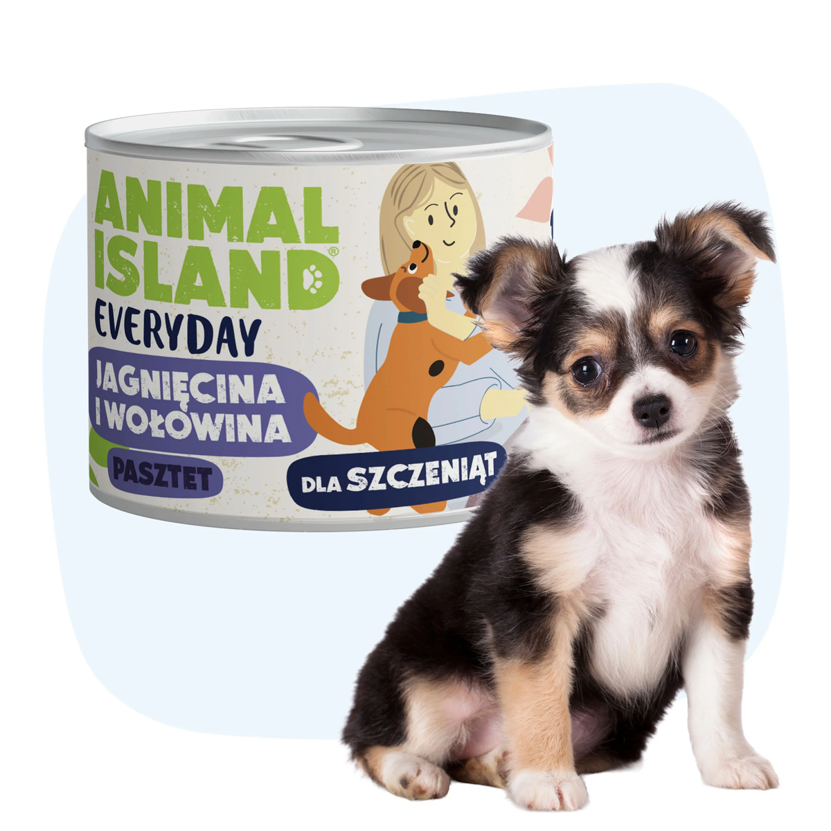 ANIMAL ISLAND MOKRA KARMA DLA PSA EVERYDAY JUNIOR WOŁOWINA Z JAGNIĘCINĄ 185G