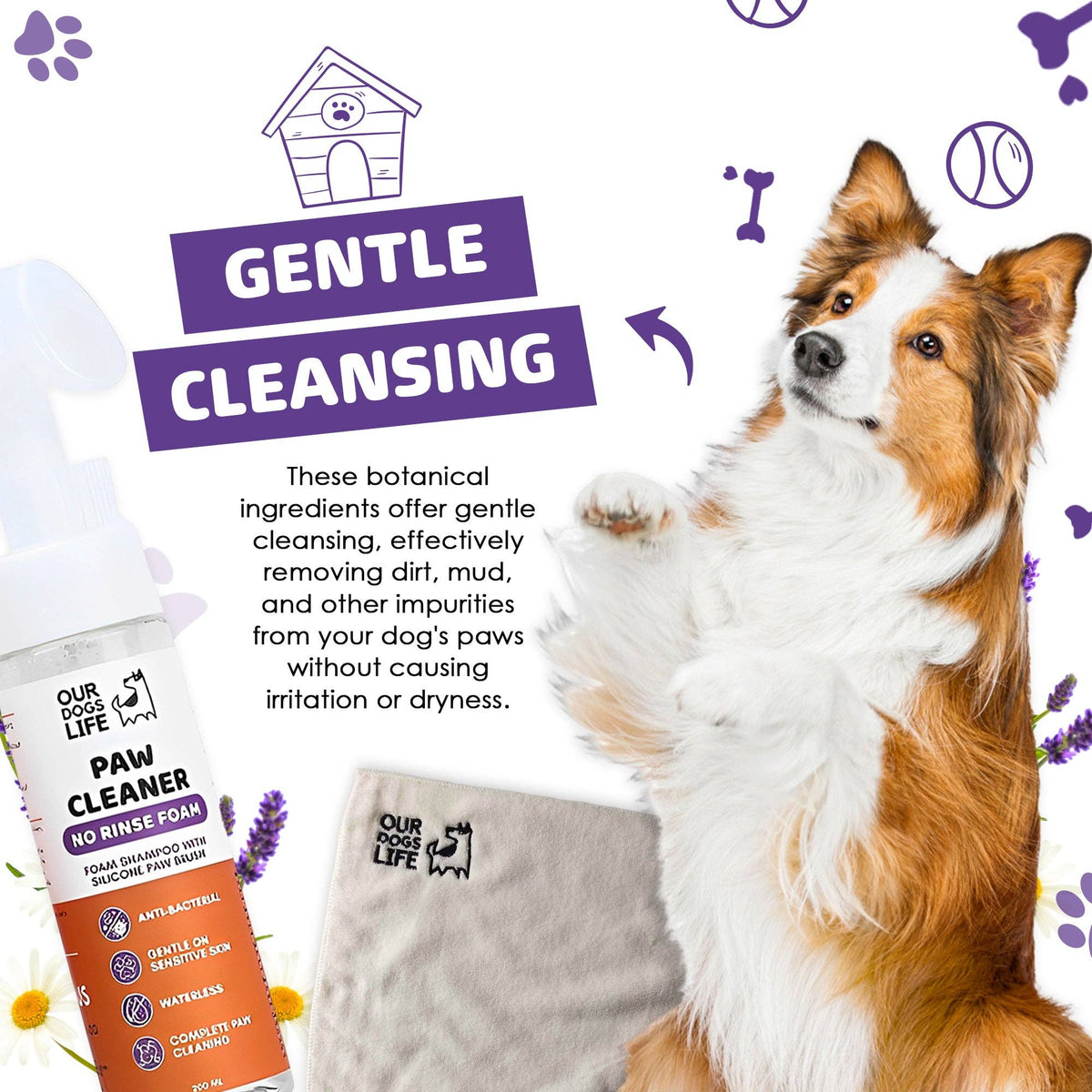 OURPETSLIFE SZAMPON DO CZYSZCZENIA ŁAP Z RĘCZNIKIEM