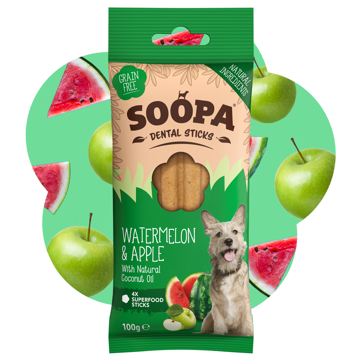 SOOPA DENTAL STICK PRZYSMAK DLA PSA WATERMELON APPLE 100G