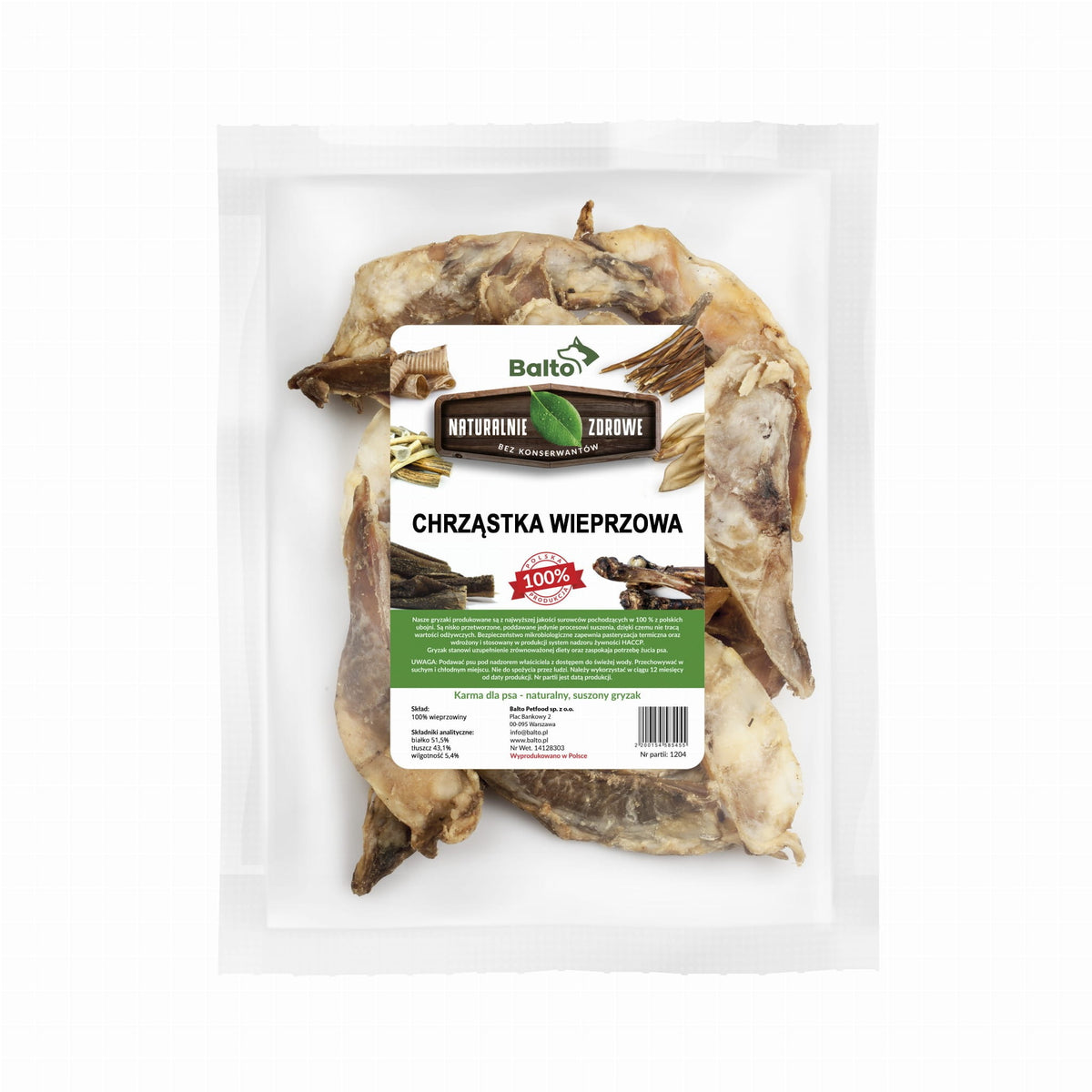 BALTO GRYZAK DLA PSA CHRZĄSTKA WIEPRZOWA 100G