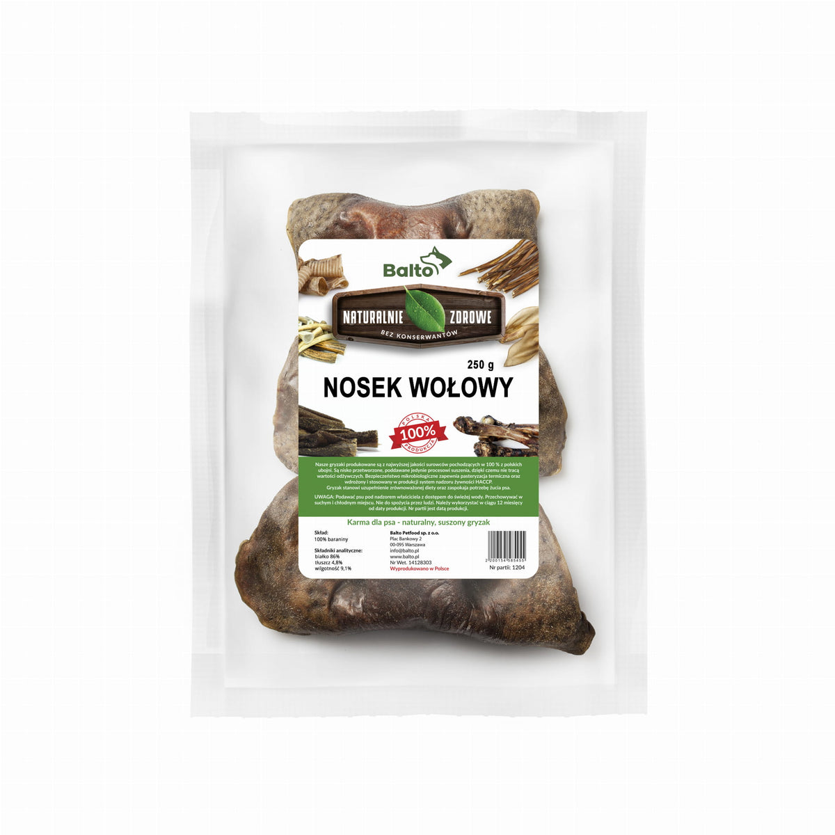 BALTO GRYZAK DLA PSA NOSEK WOŁOWY 250G