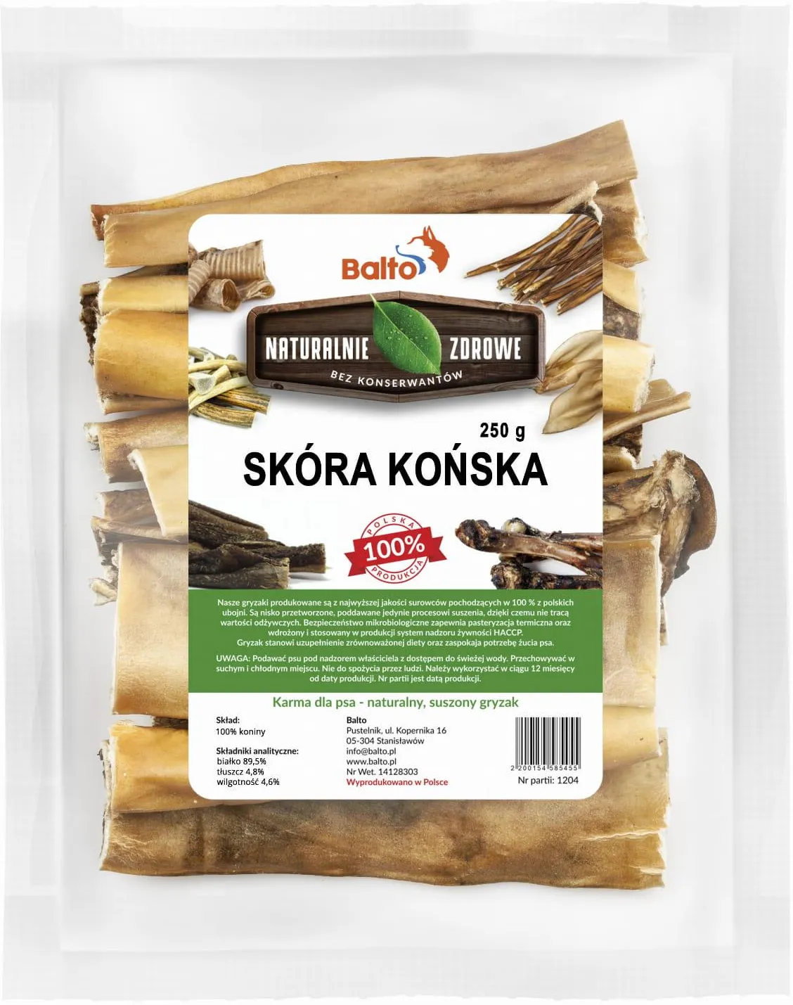 BALTO GRYZAK DLA PSA SKÓRA KOŃSKA 250G
