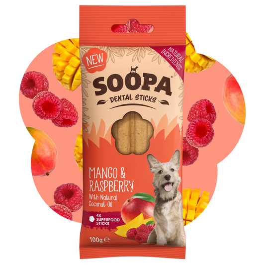 SOOPA DENTAL STICKS PRZYSMAK DLA PSA MANGO RASPBERRY 100G