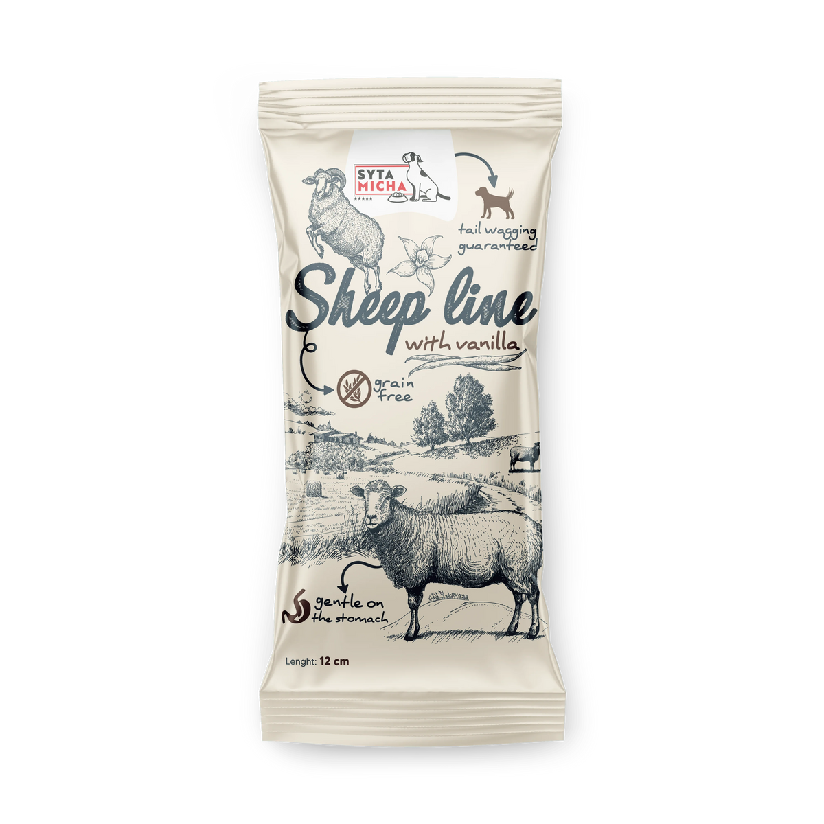 SYTA MICHA SHEEP LINE GRYZAK DLA PSA KOŚĆ OWCA Z WANILIĄ DLA SZCZENIAKA 12CM