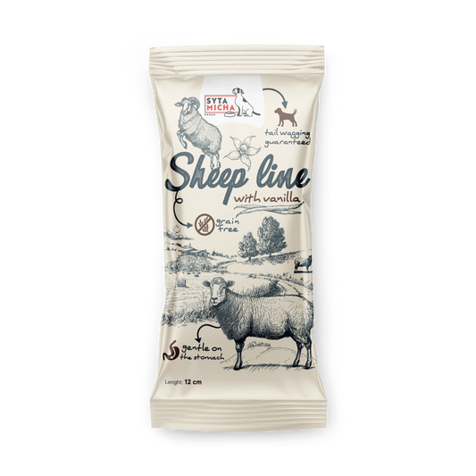 SYTA MICHA SHEEP LINE GRYZAK DLA PSA KOŚĆ OWCA Z WANILIĄ DLA SZCZENIAKA 12CM