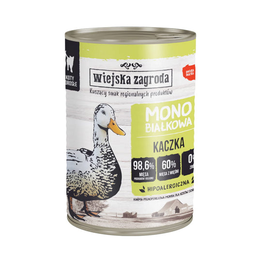 WIEJSKA ZAGRODA MONO MOKRA KARMA DLA KOTA KACZKA 400G
