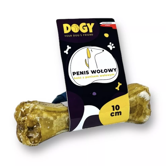 DOGY KOŚĆ Z PENISEM WOŁOWYM 10CM - KOŚĆ DO GRYZIENIA I ŻUCIA