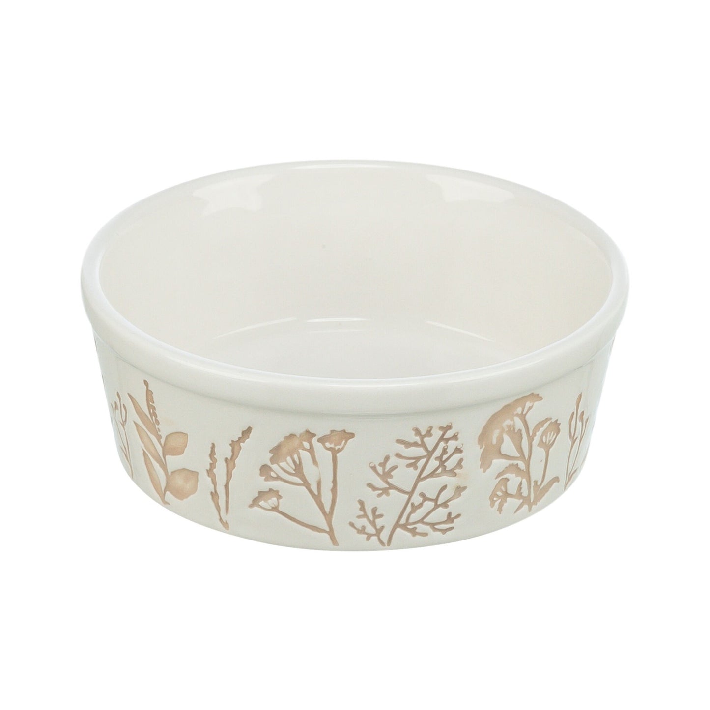 TRIXIE MISKA CERAMICZNA DLA PSA MOTYW ROŚLINNY BIAŁA/TAUPE 1,2L/20CM