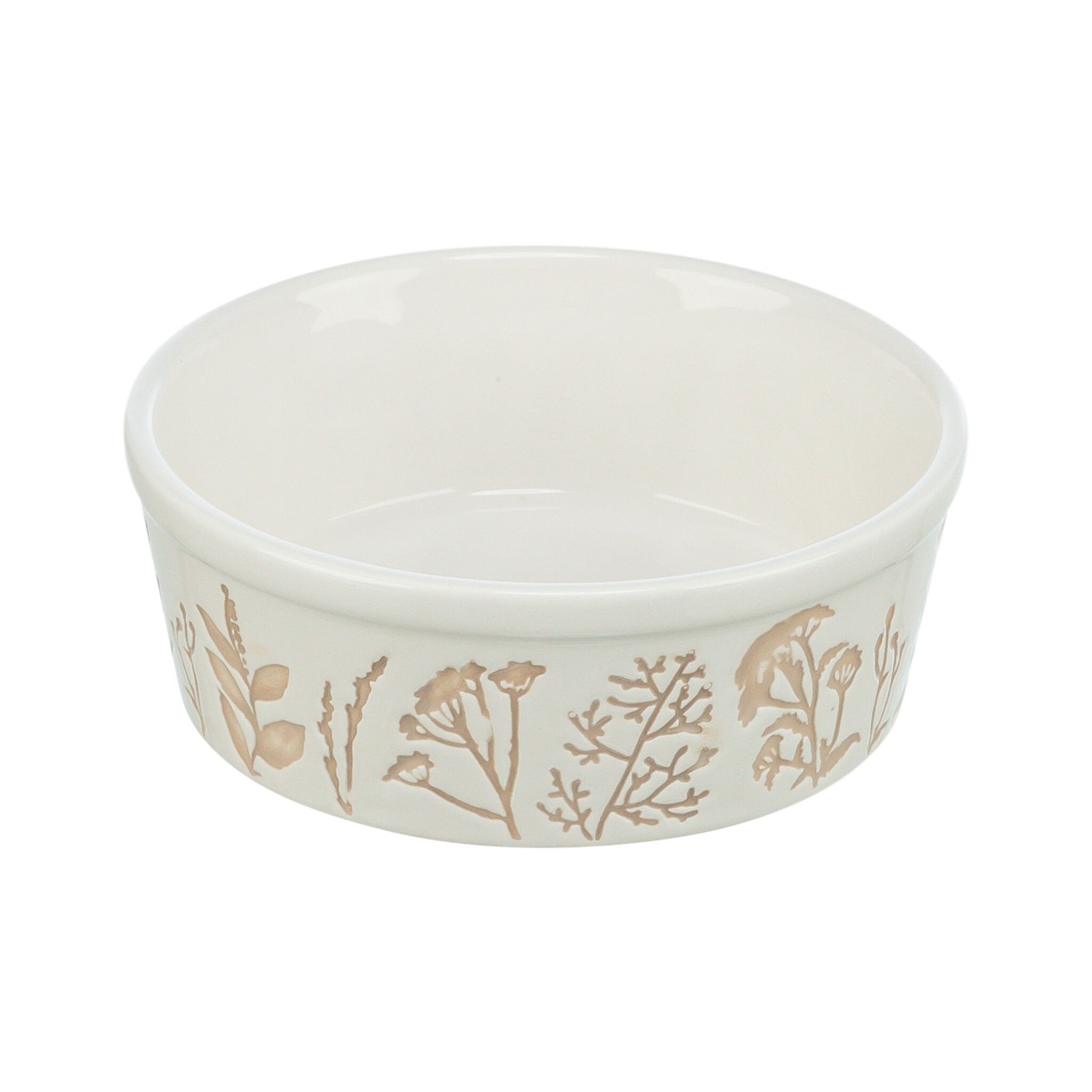 TRIXIE MISKA CERAMICZNA DLA PSA MOTYW ROŚLINNY BIAŁA/TAUPE 0,7L/16CM