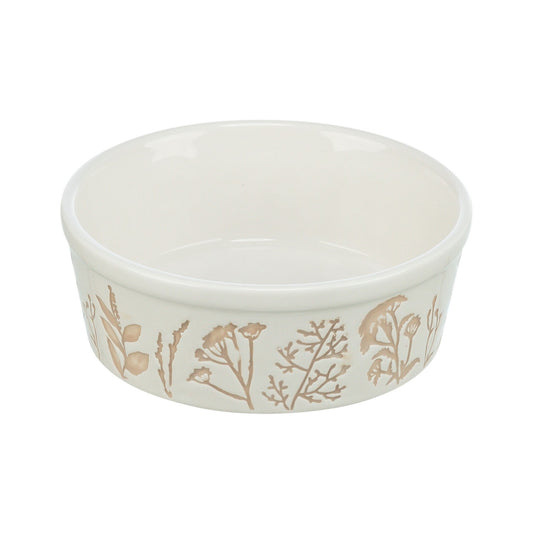 TRIXIE MISKA CERAMICZNA DLA PSA MOTYW ROŚLINNY BIAŁA/TAUPE 1,2L/20CM