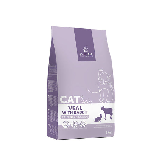POKUSA CAT LINE SUCHA KARMA KOT CIELĘCINA Z KRÓLIKIEM 3KG