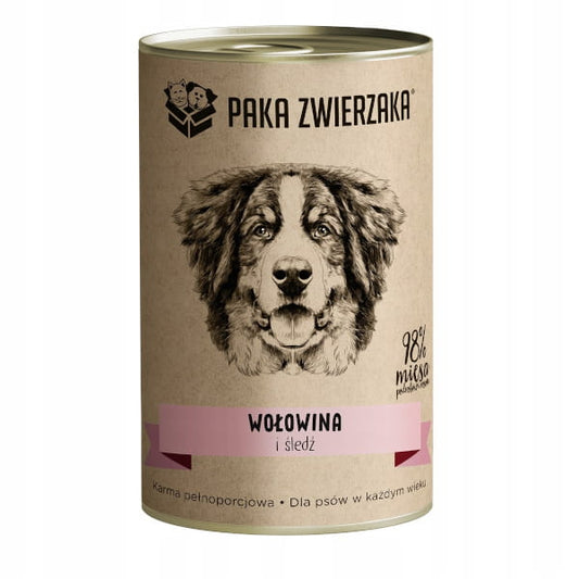 PAKA ZWIERZAKA MOKRA KARMA DLA PSA WOŁOWINA I ŚLEDŹ 400G