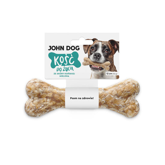 JOHN DOG KOŚĆ ZE SKÓRY KOŃSKIEJ MIELONA 12CM