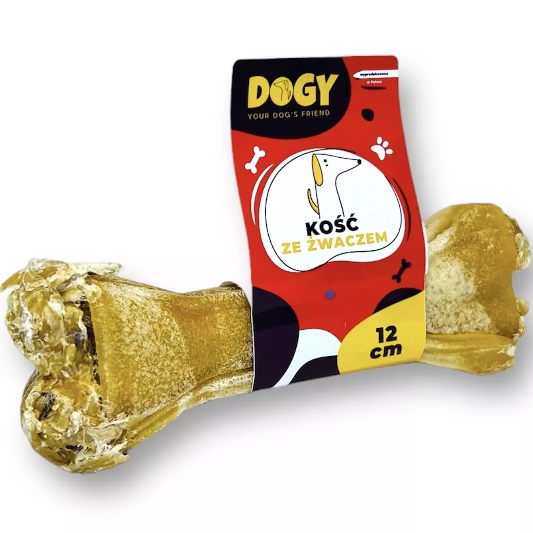 DOGY KOŚĆ ZE ŻWACZEM 12CM DLA PSA - KOŚĆ DO GRYZIENIA I ŻUCIA