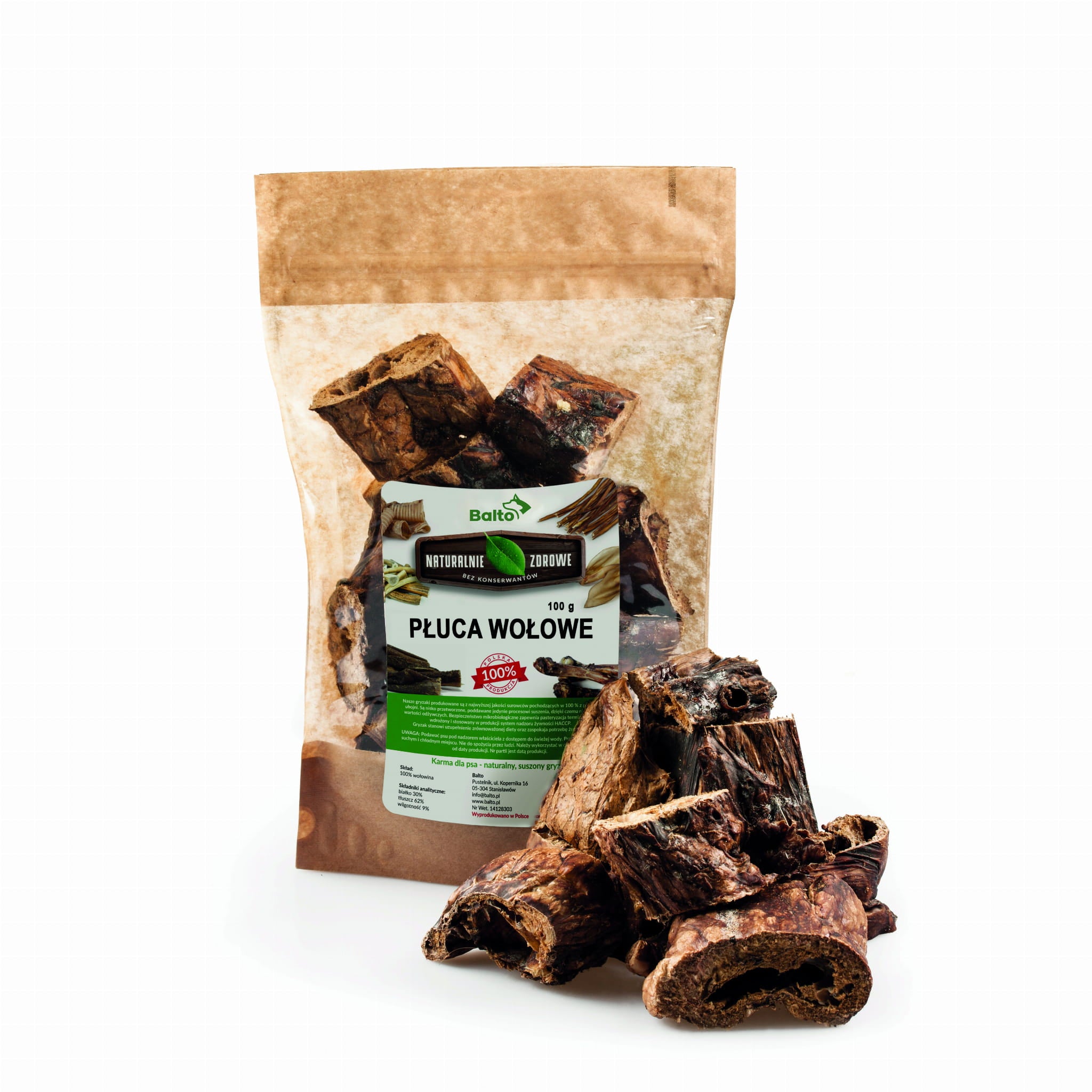 BALTO PREMIUM GRYZAK DLA PSA PŁUCA WOŁOWE