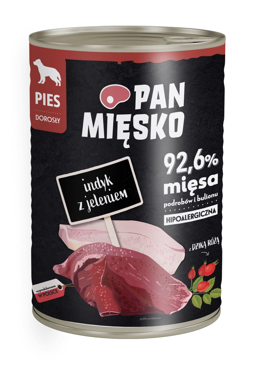 PAN MIĘSKO MOKRA KARMA DLA PSA INDYK Z JELENIEM 400G