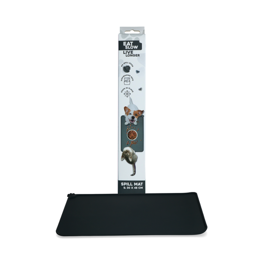EAT SLOW LIVE LONGER SPILL MAT S GREY