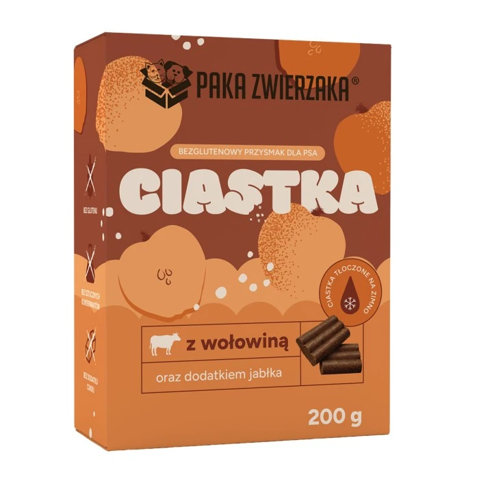 PAKA ZWIERZAKA CIASTKA DLA PSA WOŁOWINA Z JABŁKIEM 200G