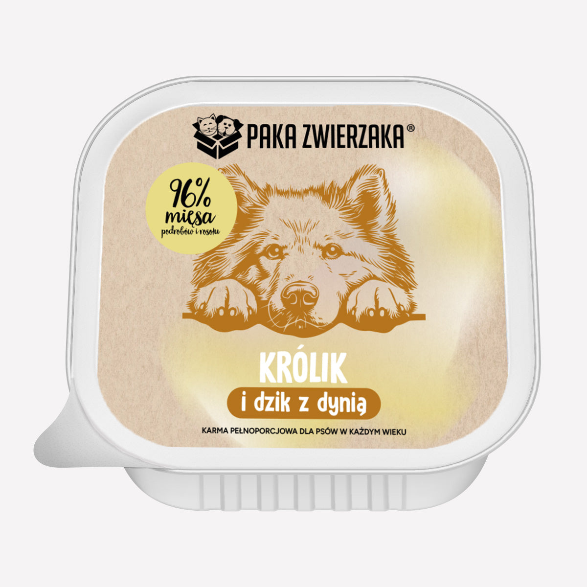 PAKA ZWIERZAKA MOKRA KARMA DLA PSA TACKA KRÓLIK I DZIK Z DYNIĄ 150G