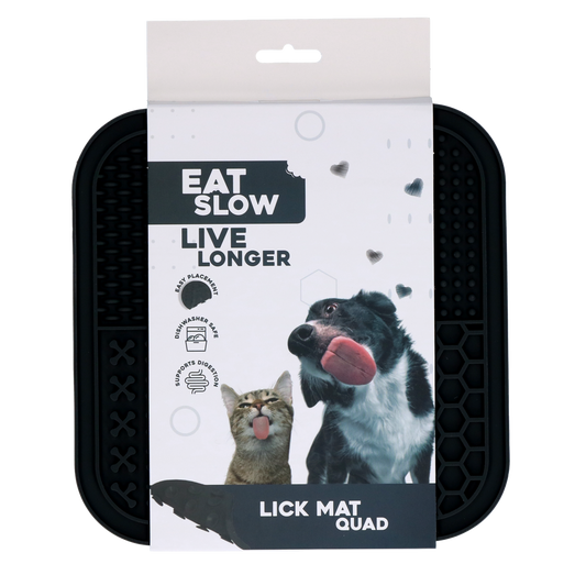 EAT SLOW LIVE LONGER LICK MAT QUAD GREY