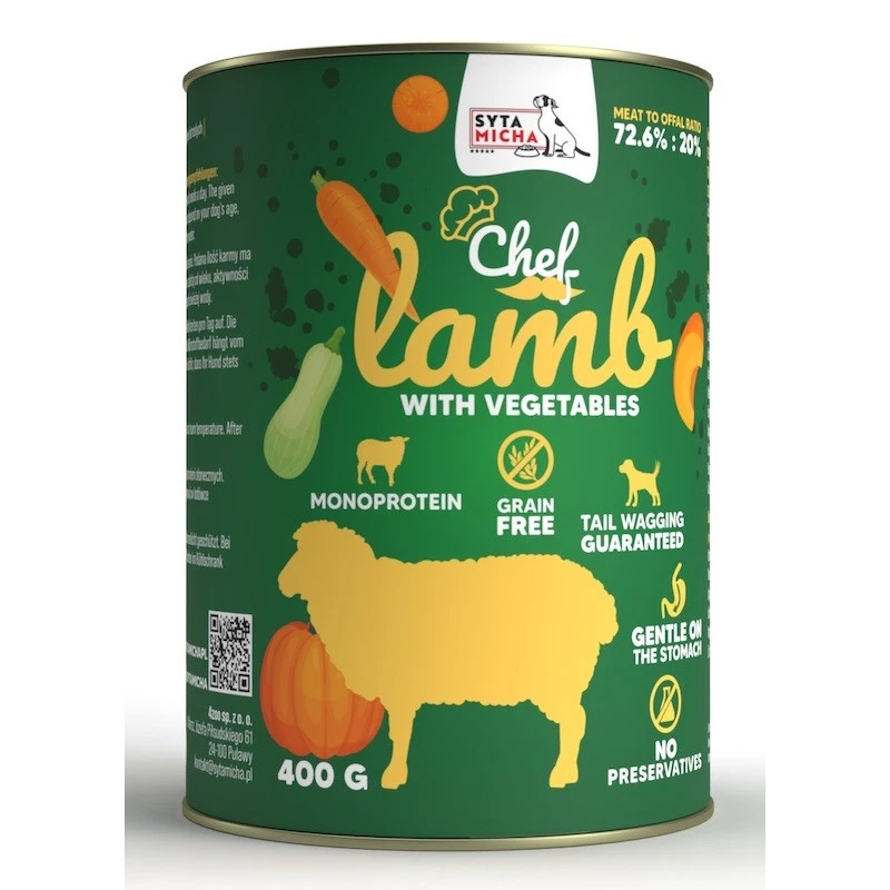 SYTA MICHA CHEF MOKRA KARMA DLA PSA JAGNIĘCINA Z WARZYWAMI 400G