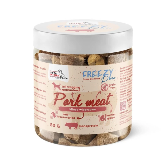 SYTA MICHA FREEZY PURE PRZYSMAKI DLA PSA LIOFILIZOWANE MIĘSO WIEPRZOWE 80G