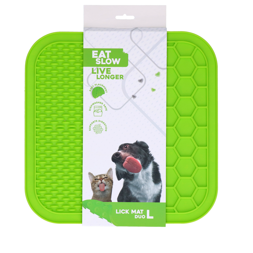 EAT SLOW LIVE LONGER LICK MAT DUO L GREEN