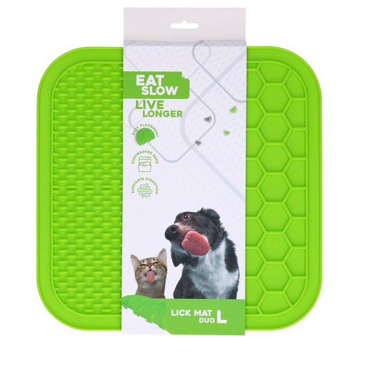 EAT SLOW LIVE LONGER LICK MAT DUO L GREEN