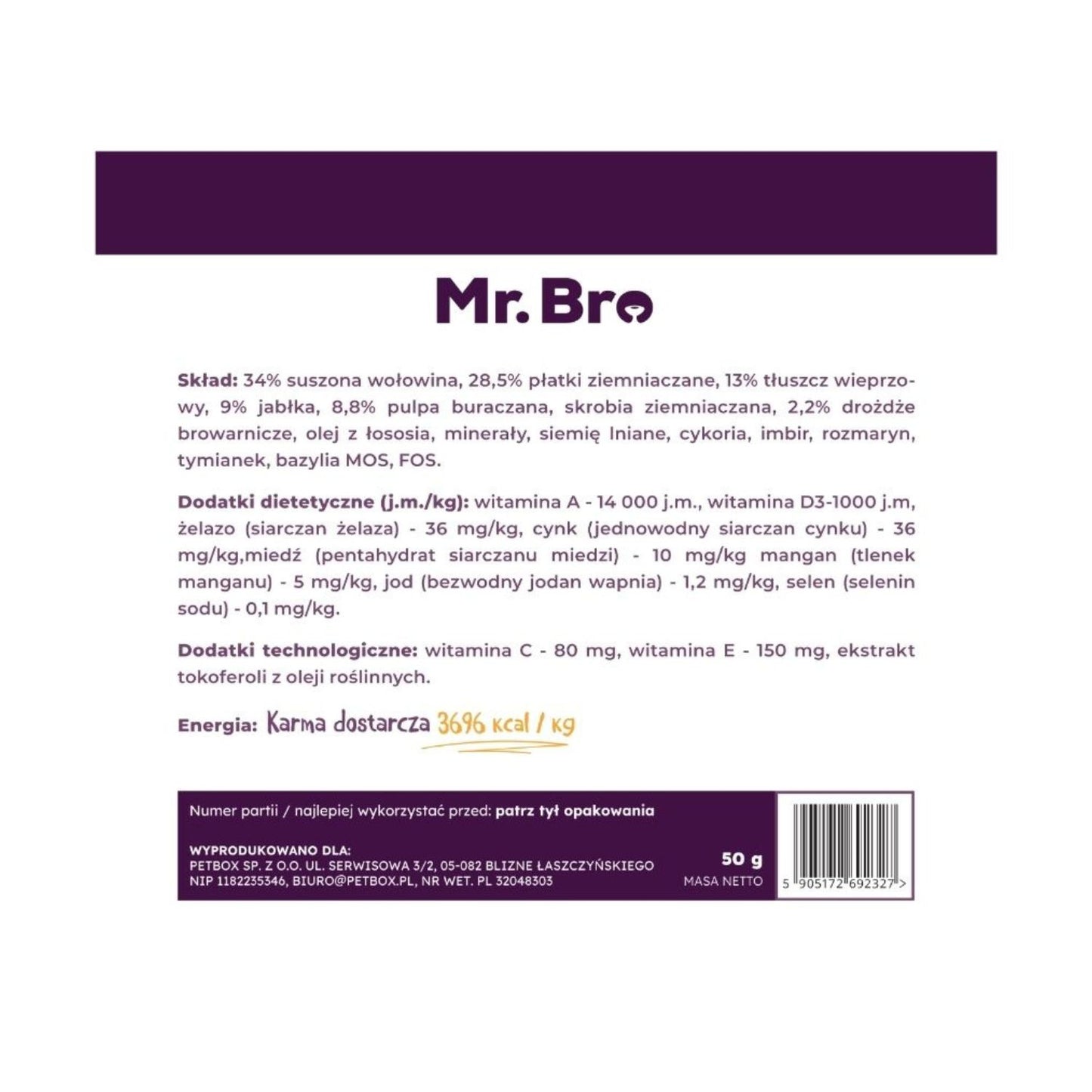 MR BRO SUCHA KARMA MONO WOŁOWINA 50G