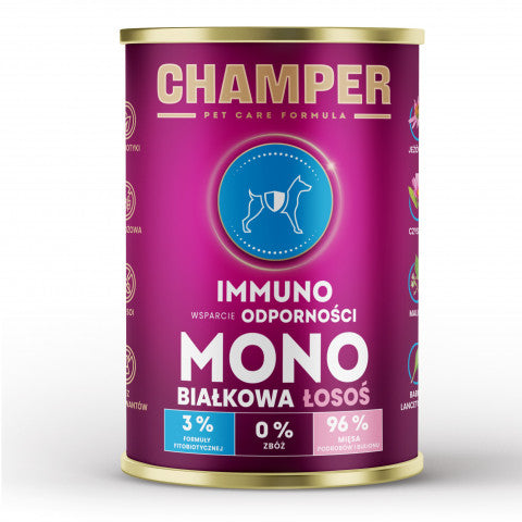 CHAMPER MOKRA KARMA DLA PSA IMMUNO MONOBIAŁKOWA ŁOSOŚ 400G
