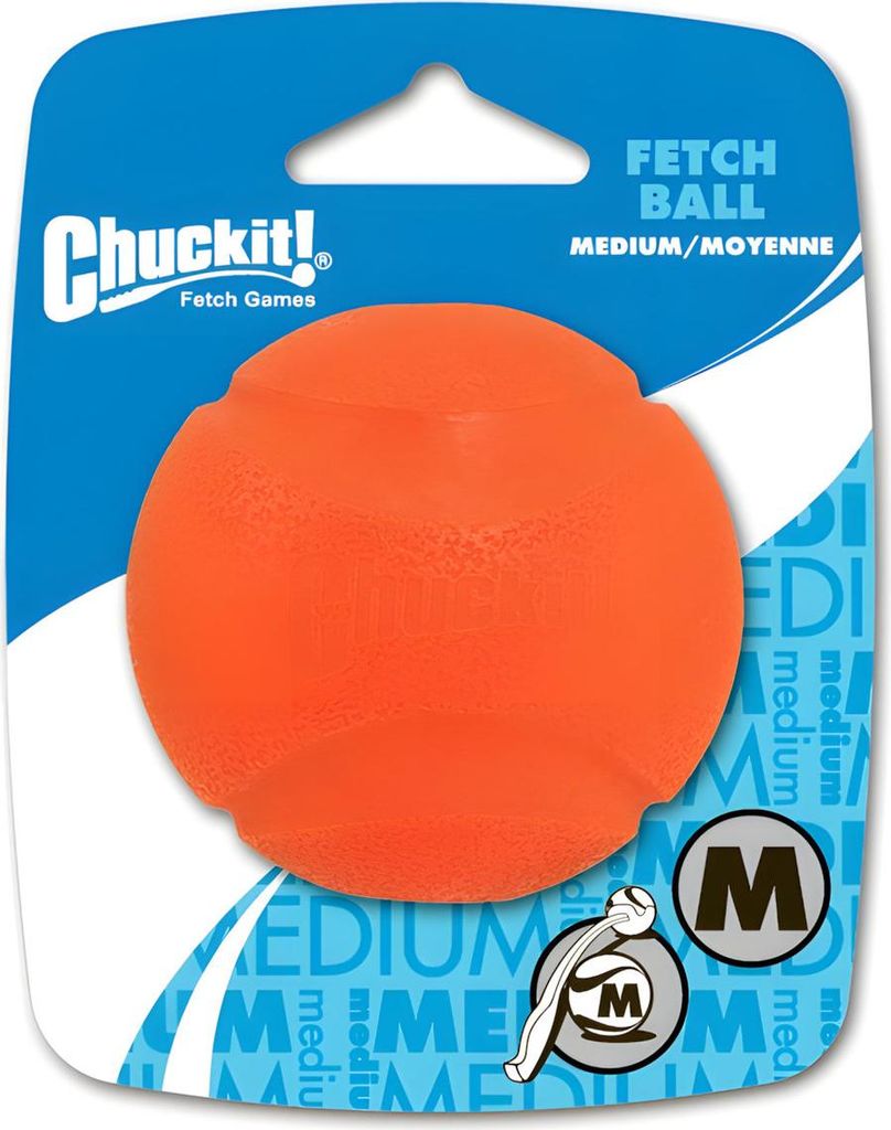 CHUCKIT FETCH BALL M 6 CM 1 PACK -  WYTRZYMAŁA PIŁKA Z NATURALNEJ GUMY
