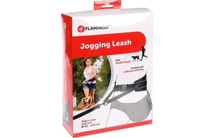 FLAMINGO JOGGING LEASH WITH WAIST BELT CANICROSS BLACK 125-140CM 80-125CM