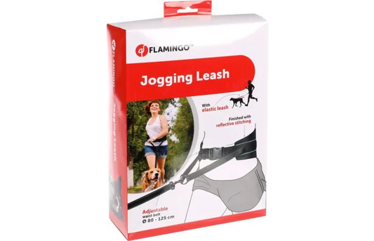 FLAMINGO JOGGING LEASH WITH WAIST BELT CANICROSS BLACK 125-140CM 80-125CM