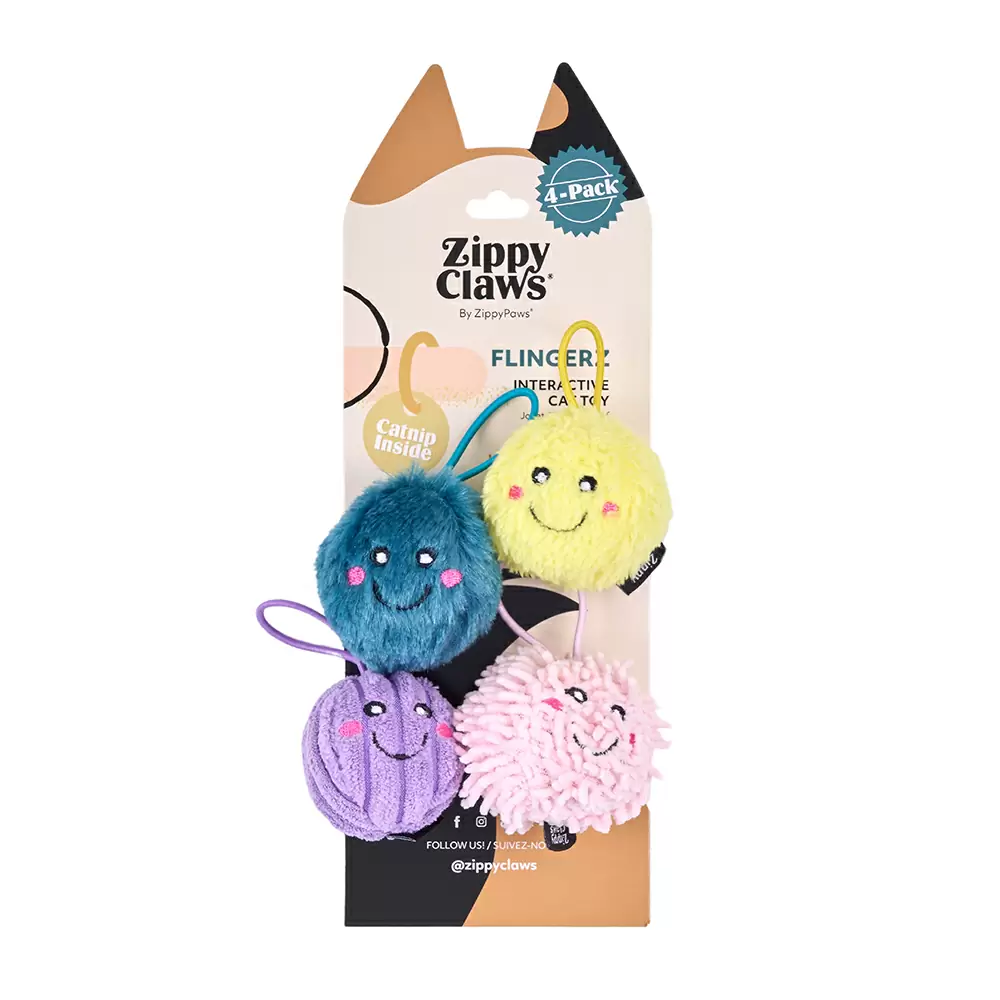 ZIPPY CLAWS 4PACK FLINGERZ POMPOMS