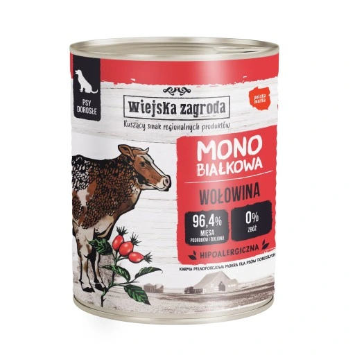 WIEJSKA ZAGRODA MONO MOKRA KARMA DLA PSA WOŁOWINA 800G