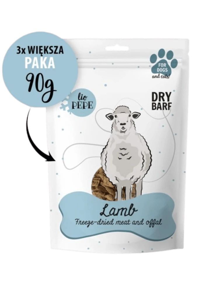 PAKA ZWIERZAKA PEPE PRZYSMAKI DLA PSA LIO JAGNIĘCINA (PŁUCA) XL 90G