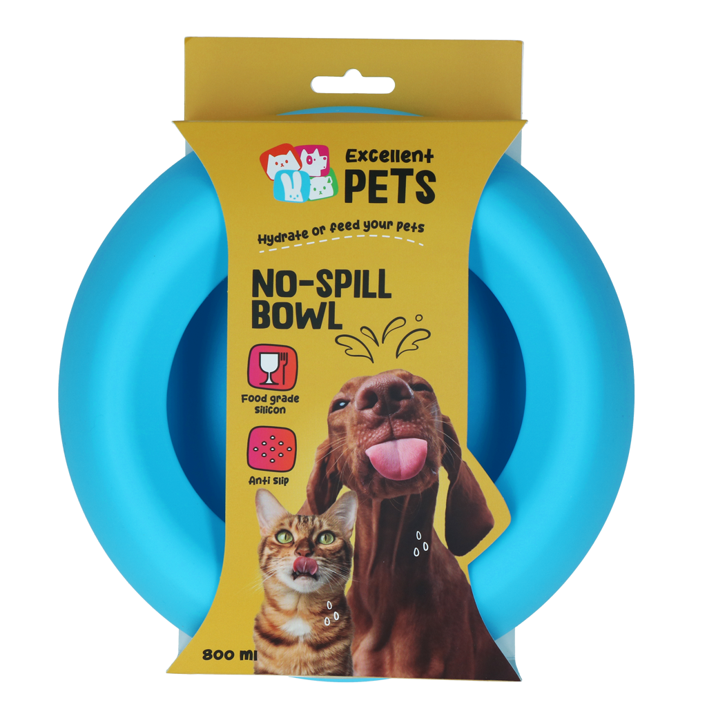 EXCELLENT PETS NO SPILL BOWL BLUE M - MISKA