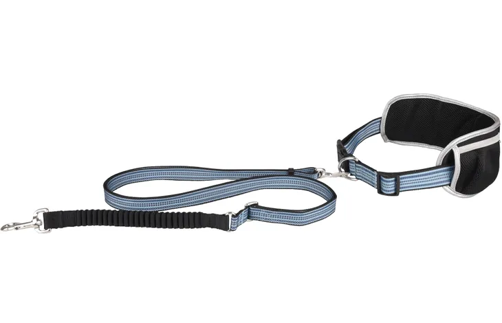 FLAMINGO JOGGING LEASH WITH WAIST BELT RONO BLUE 180-250CM 79,5-140CM