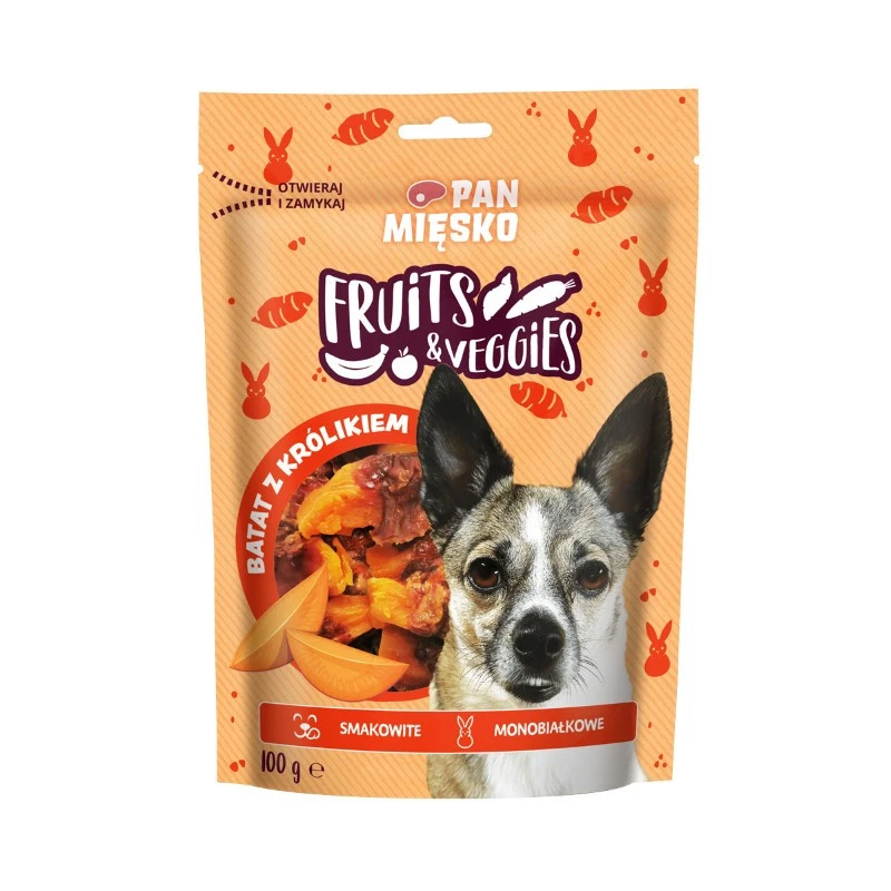 PAN MIĘSKO FRUITS & VEGGIES PRZYSMAKI DLA PSA BATAT Z KRÓLIKIEM 100G