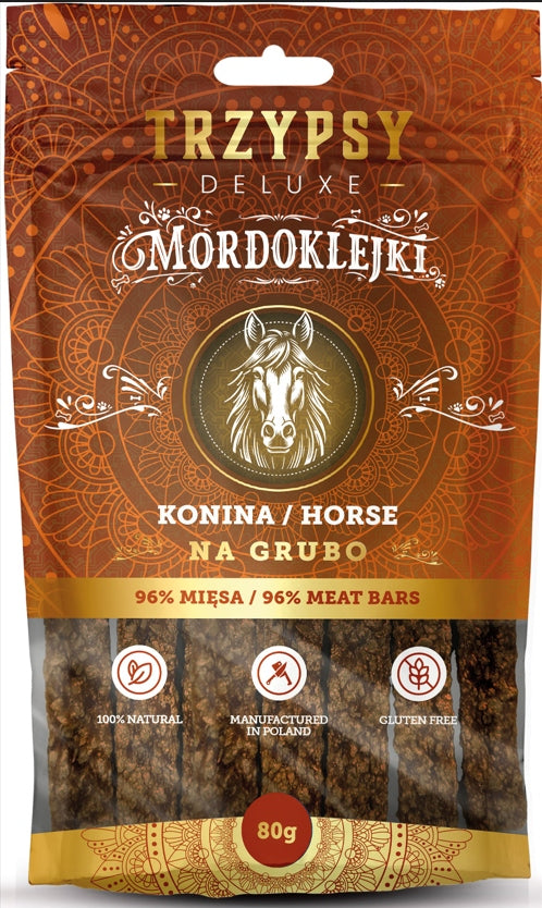 HAPPY SNACKY TRZYPSY DLA PSA MORDOKLEJKI NA GRUBO Z KONINY 80G