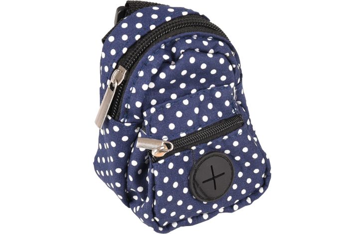 FLAMINGO POO BAG AND SNACK HOLDER DOT BLUE + 1 ROLL 8X5X12CM