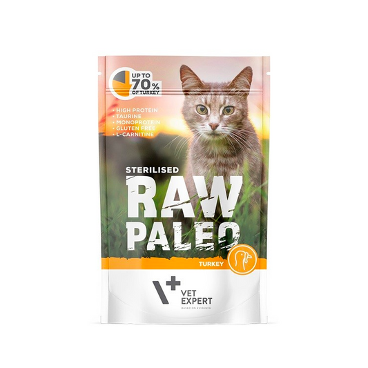 RAW PALEO STERILISED MOKRA KARMA DLA KOTA TURKEY 100G