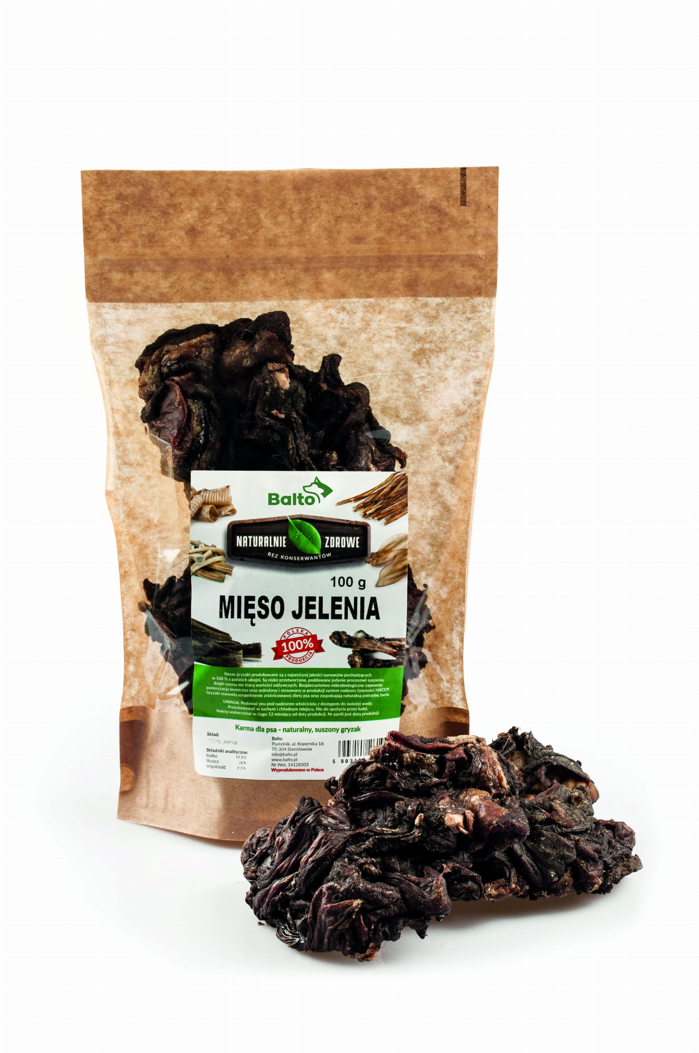 BALTO PREMIUM GRYZAK DLA PSA MIĘSO JELENIA 100G