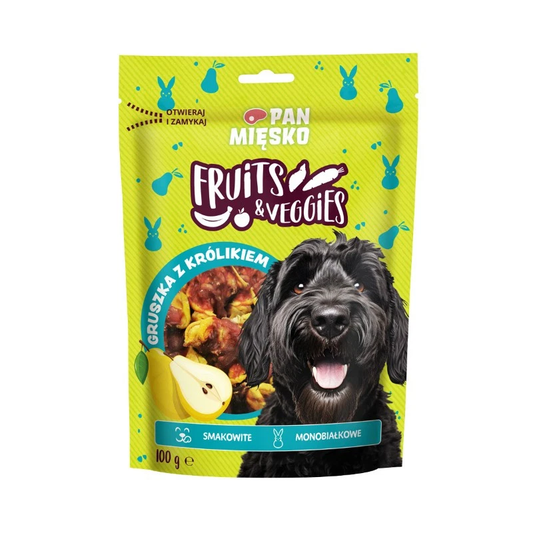 PAN MIĘSKO FRUITS & VEGGIES PRZYSMAKI DLA PSA GRUSZKA Z KRÓLIKIEM 100G
