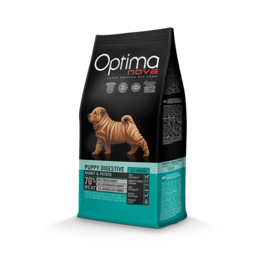 OPTIMANOVA DIGESTIVE PUPPY SUCHA KARMA DLA PSA RABBIT POTATO 12KG