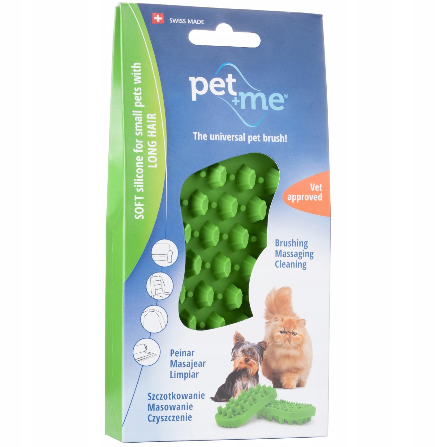 PET+ME CAT LONG HAIR BRUSH GREEN